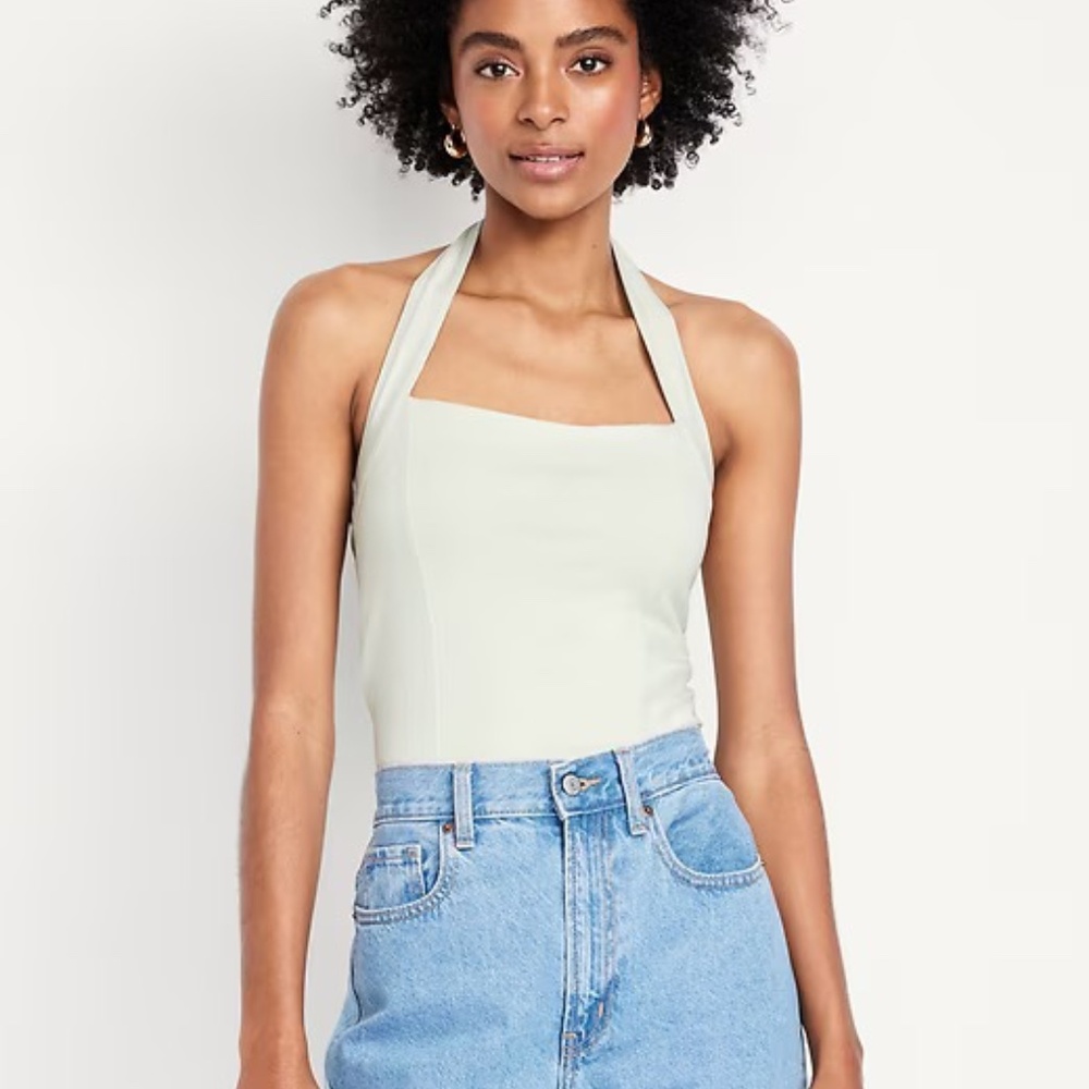 NWT Old Navy Double Layer Off White Halter Top - Picture 5 of 5